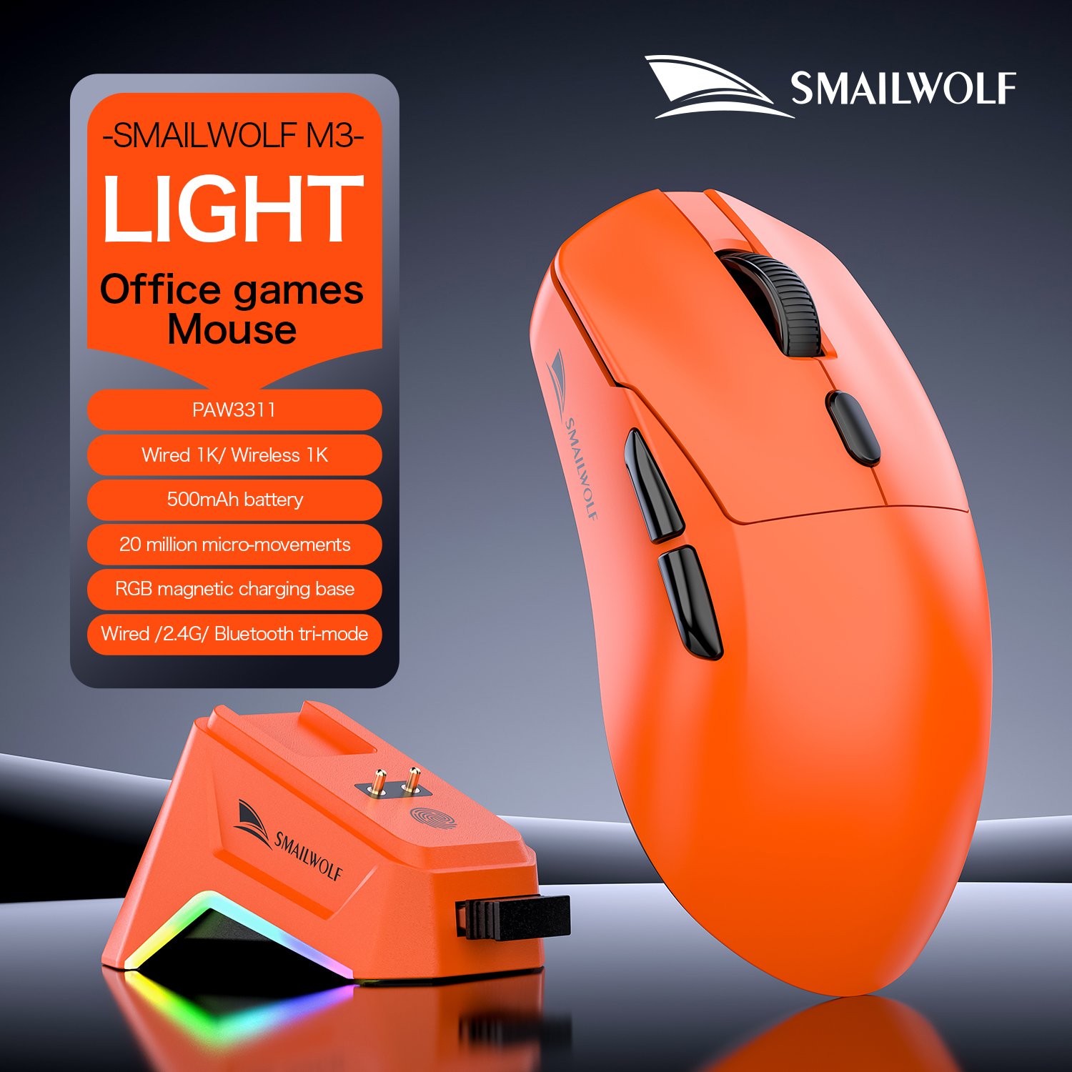 Esports Gaming Mouse Wireless - SMAILWOLF M3pro Bluetooth wireless gaming mouse