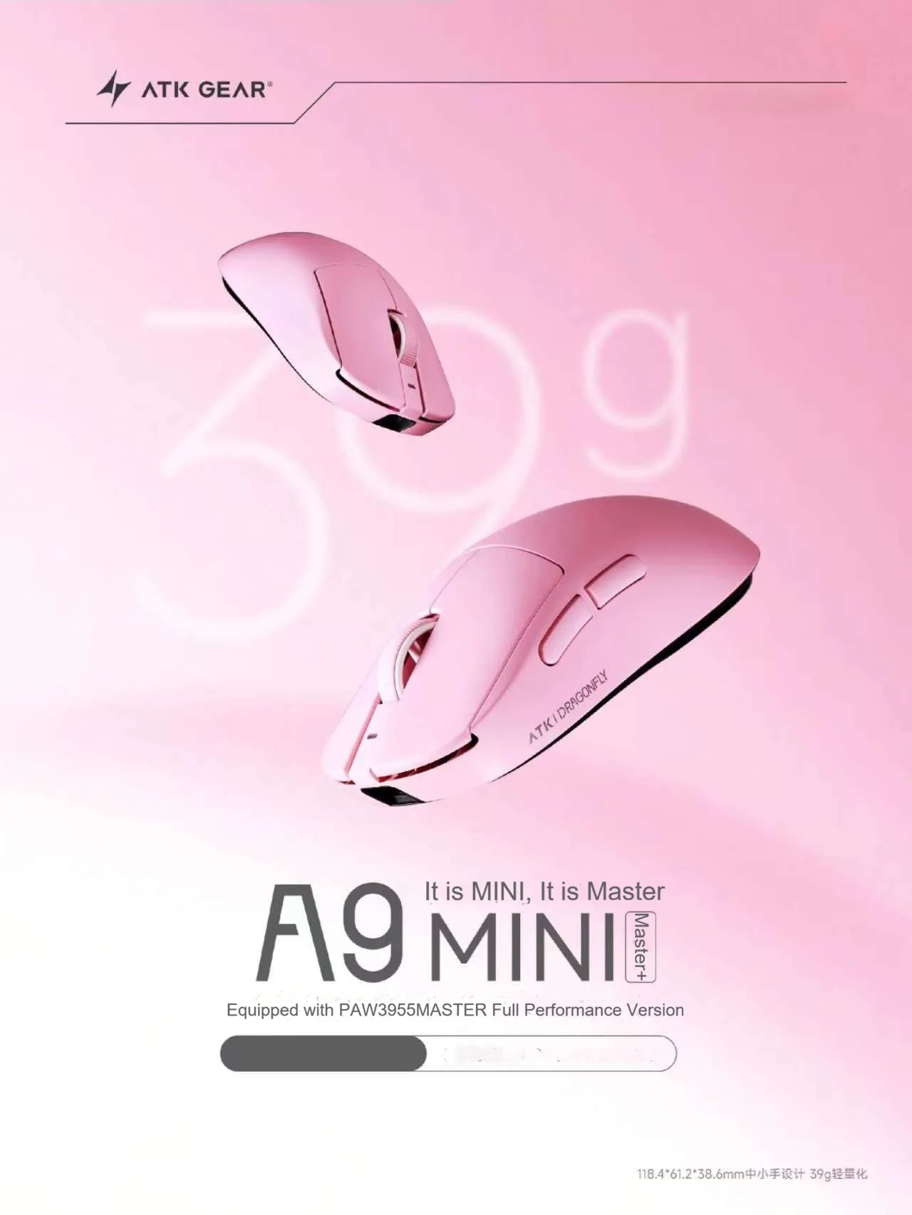 ATK A9 Mini Master Plus PAW395 - Esports Gaming Mouse Wireless recension och pris