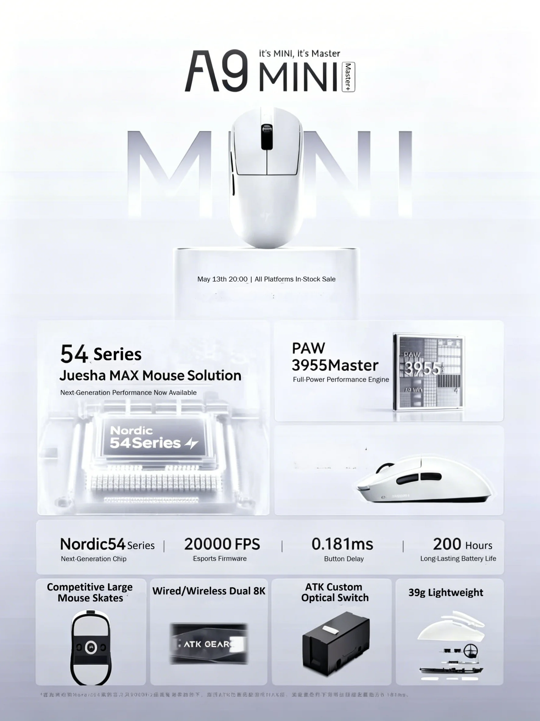 ATK A9 Mini Master Plus PAW395 - Esports Gaming Mouse Wireless recension och pris